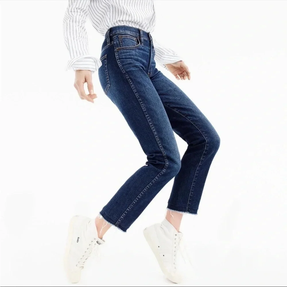 J. Crew Mayville Wash High Rise Raw Hem Vintage Straight Jeans Size 27